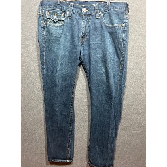 True Religion Ricky Loose Blue Mens Jeans Size 38 - Picture 2 of 11